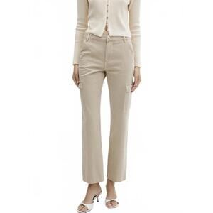 Mango 100% Cotton Pocket Cargo Jeans Tan Sand NWT Size 14